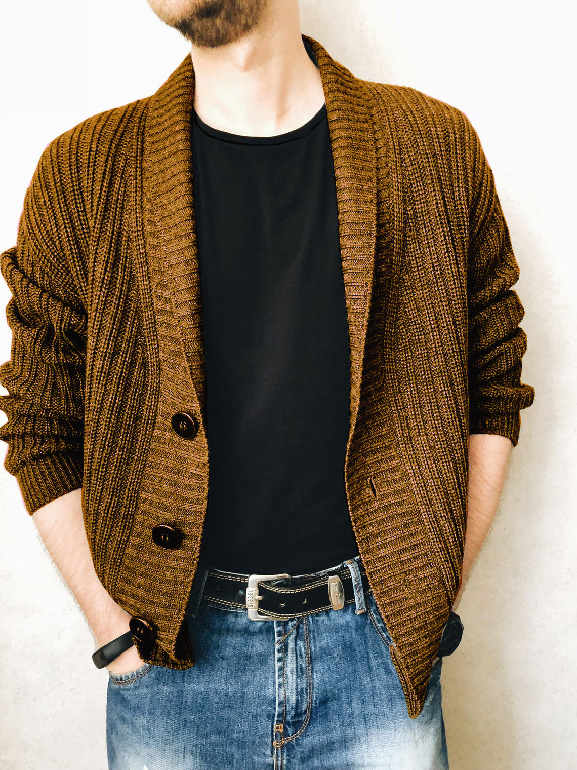 Herren Strickjacke Pullover Langarm Urban V-Ausschnitt Herren Strickwaren