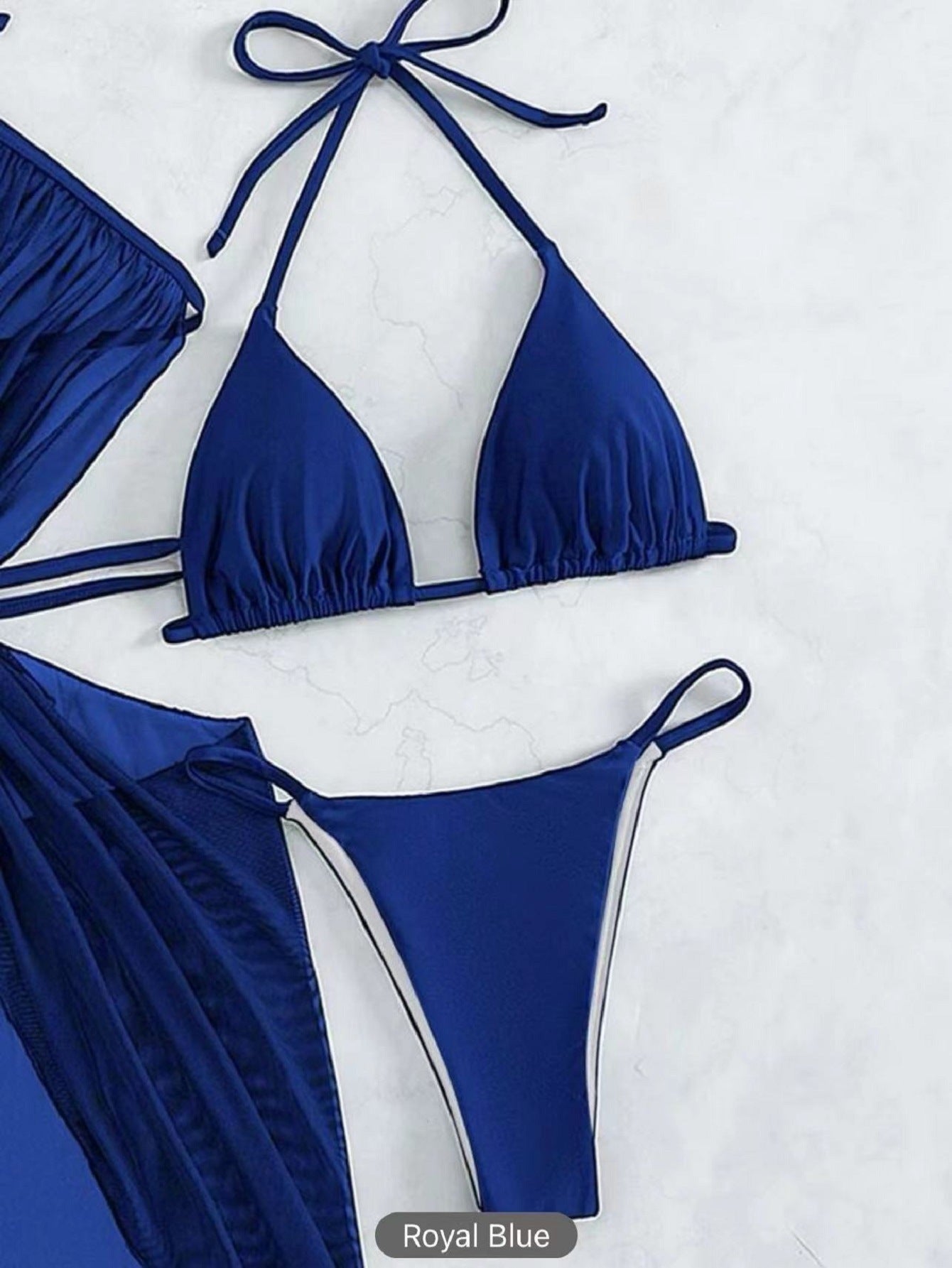 3 stücke Neckholder Bikini Strand Sommer Einfarbig Split Badeanzug Damenbekleidung