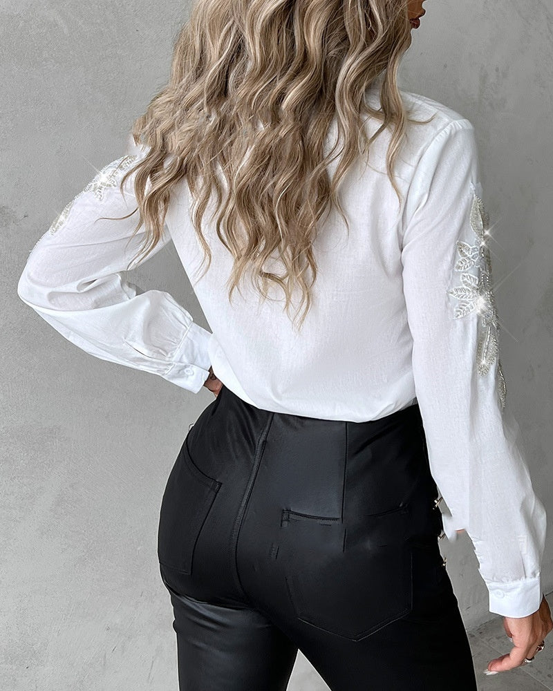 Europäische und amerikanische Damenbekleidung, süßes, dekoratives Oberteil mit Stickerei