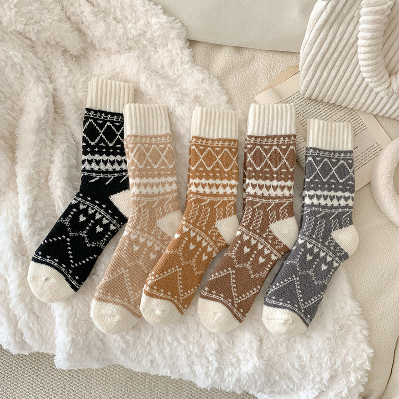 Winter Warm Cashmere Socks Fleece-lined Thick Mid-calf Length Socks