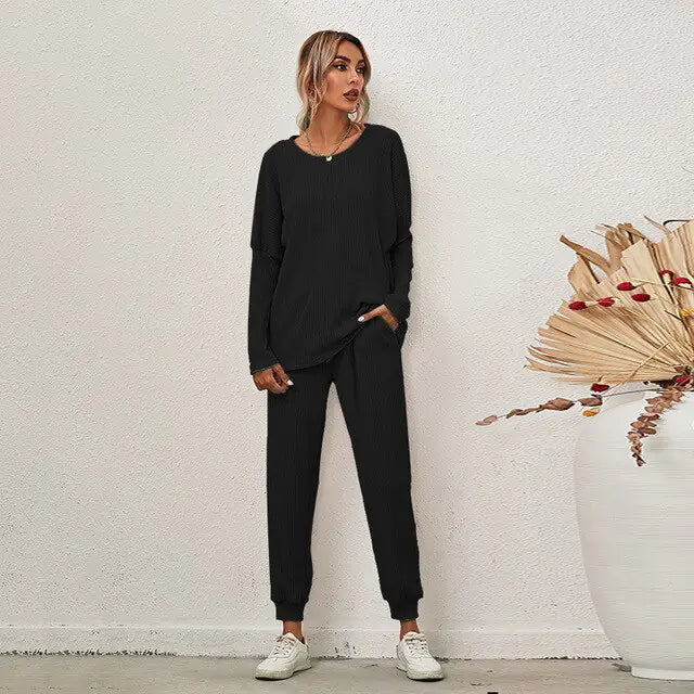 Modisches, legeres, einfarbiges Nachtwäsche-Set