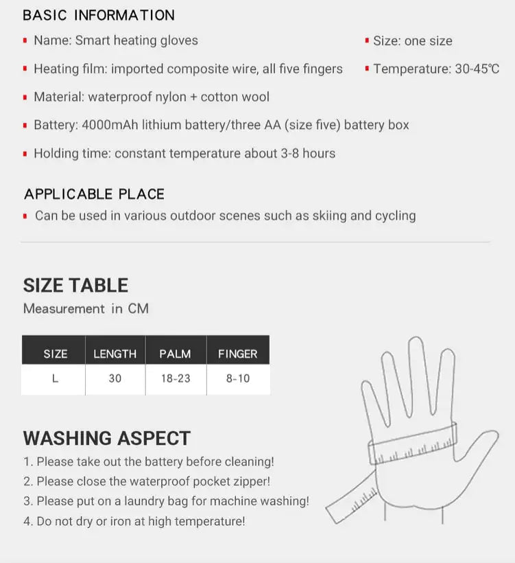 Beheizte Schneehandschuhe