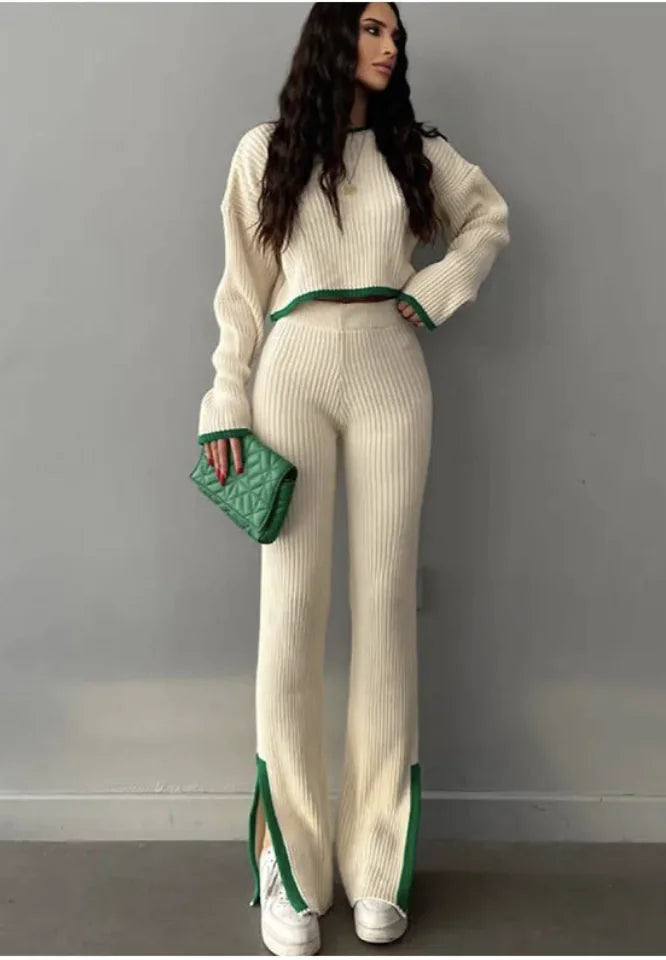 Strickpullover-Set mit Farbblockdesign für Damen
