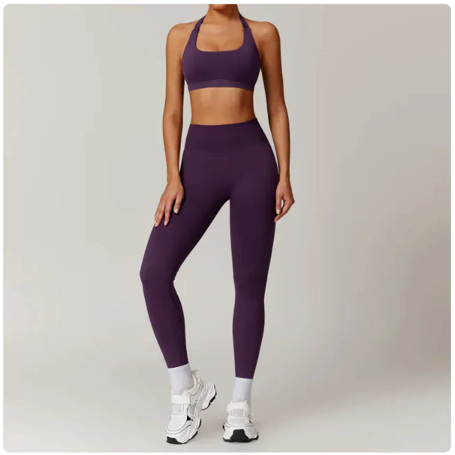 Nahtloses rückenfreies Yoga-Set – 2-teiliger BH und Leggings