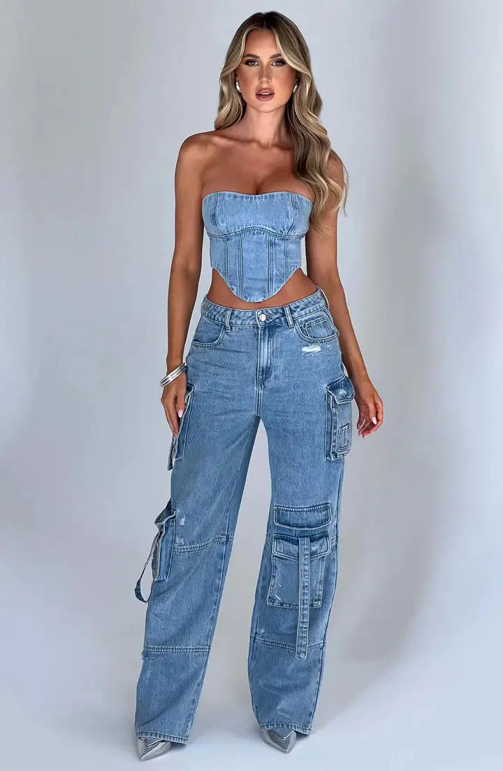 Jeans im Cargo-Stil